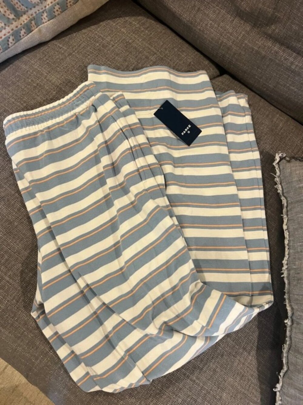 Parke x Target High-Rise Boxer Knit Pants Light Blue/Orange Striped S